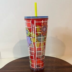 Starbucks Summer 2024 Floral Grid Venti Tumbler.